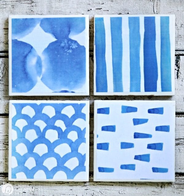 DIY Drink Coasters | Free Printable Shibori Designed paper | DIY Craft | Mod Podge Crafts | TodaysCreativeLife.com