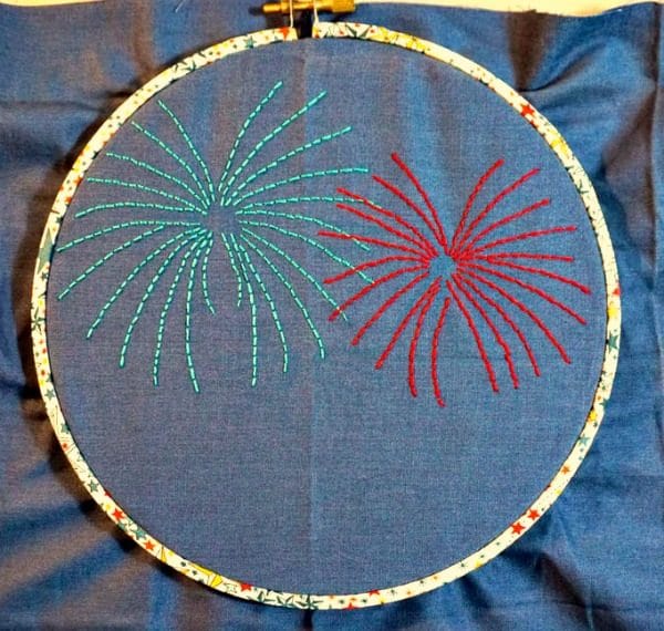 Fireworks Hoop Art | Embroidery Pattern | Fourth of July Crafts | Cricut Craft Ideas | TodaysCreativeLife.com