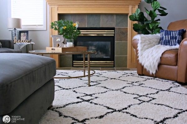 Family Room Ideas on a Budget | BEFORE and after living room decorating ideas | Room makeover decor | redecorating your home on a budget | Area Rug Ideas | TodaysCreativeLife.com