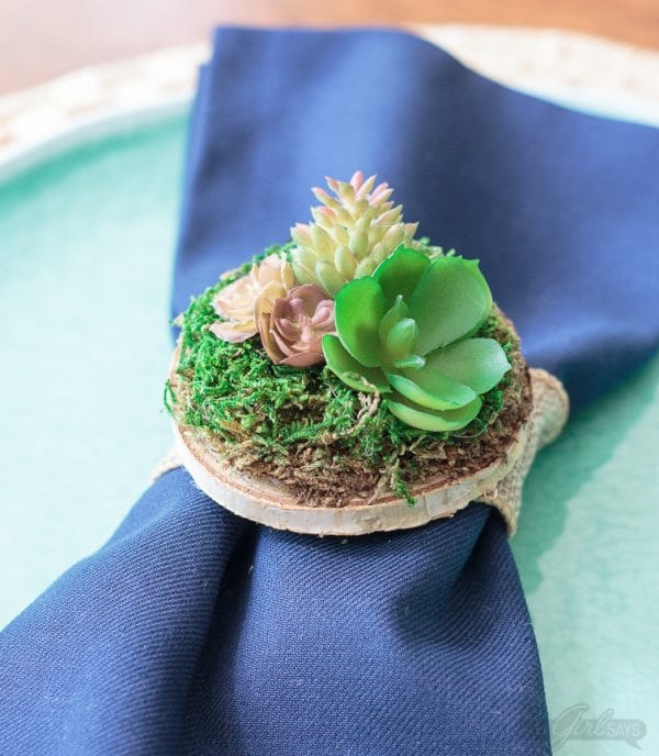 Succulent Napkin Rings DIY | Easy Craft Idea | Summer Table | Table Decor | How to Make Napkin Rings | Decorating your Table | Tablescape ideas | Easy Crafts Tutorial | Atta Girl for TodaysCreativeLife.com