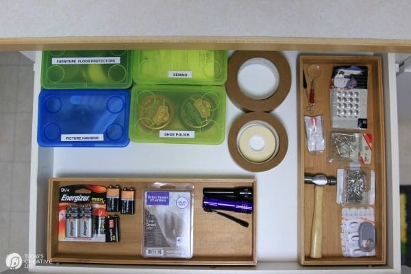 laundry room supplies in a drawer