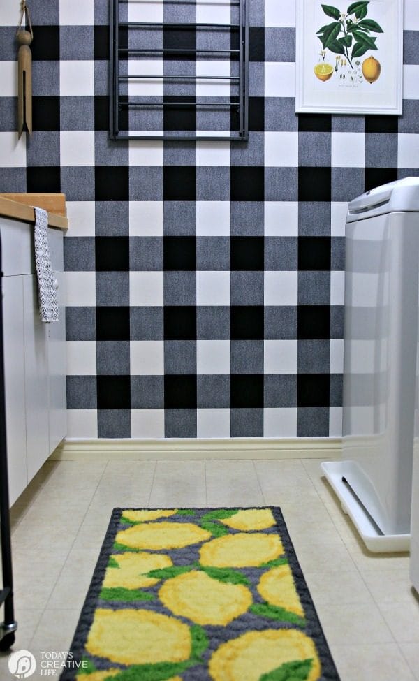 Black and white laundry room with a Farmhouse Makeover 