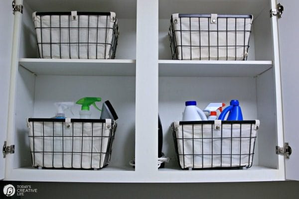 storage basket system for a laundry room makeover