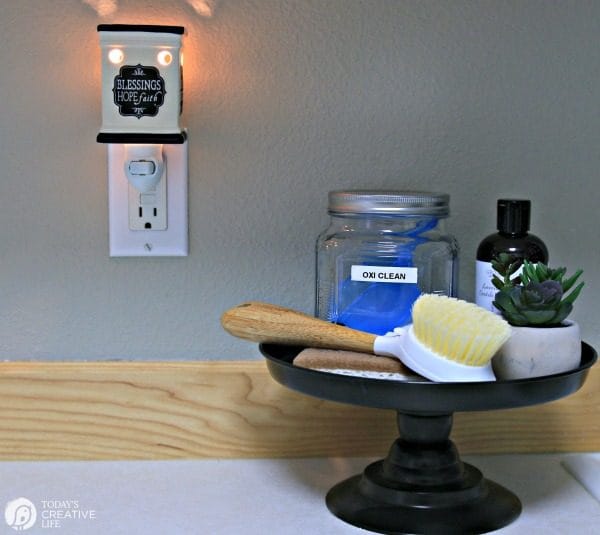 laundry room supplies on a tray