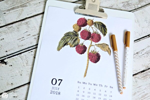 Printable 2018 Vintage Fruit Calendar | TodaysCreativeLife.com
