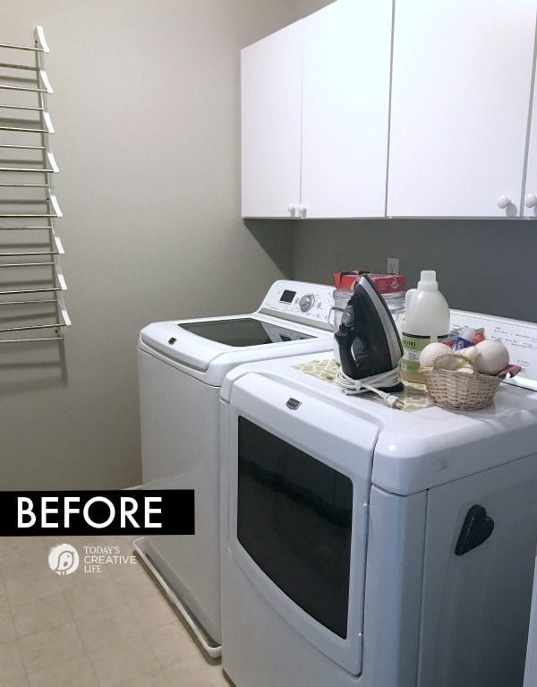 before photo of a laundry room makeover