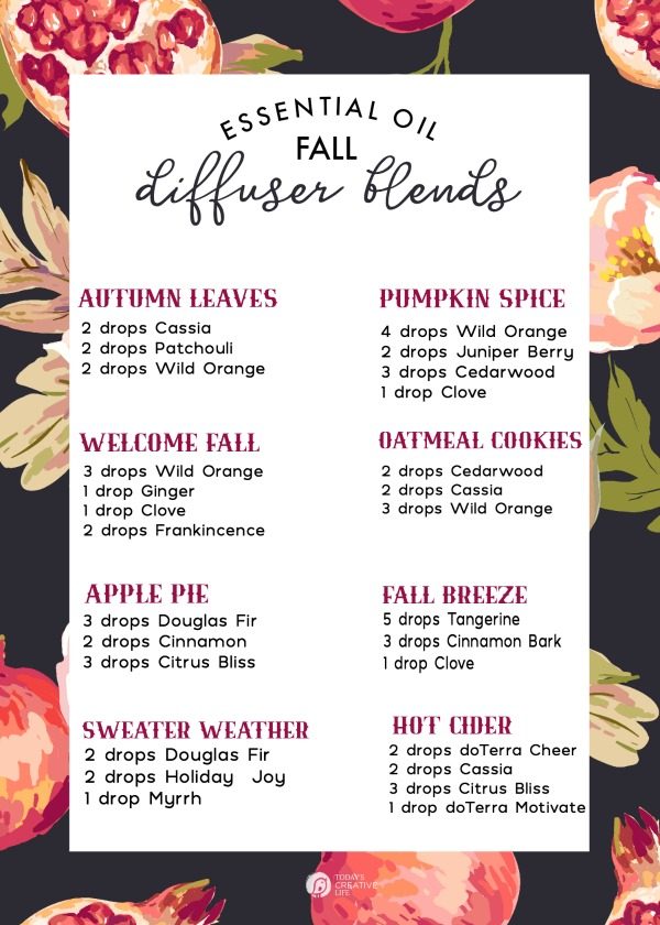 Fall Essential Oil Diffuser Blends | Autumn Diffuser Recipes | Fall Scents for your home | Non-toxic Air Freshener | doTerra essential oil | TodaysCreativeLife.com