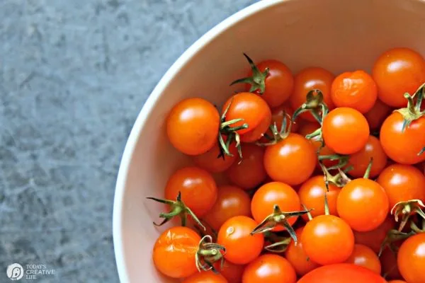 Slow Roasted Tomatoes | Whole Cherry Tomatoes | Yellow cherry tomatoes. Sweet Slow Roasted with olive oil and spices | TodaysCreativeLife.com