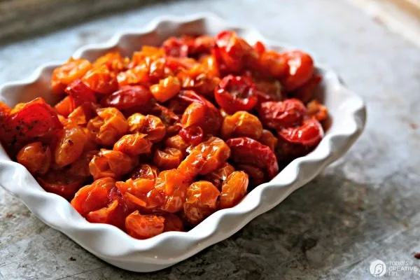 Slow Roasted Tomatoes | Whole cherry tomato recipe | TodaysCreativeLife.com