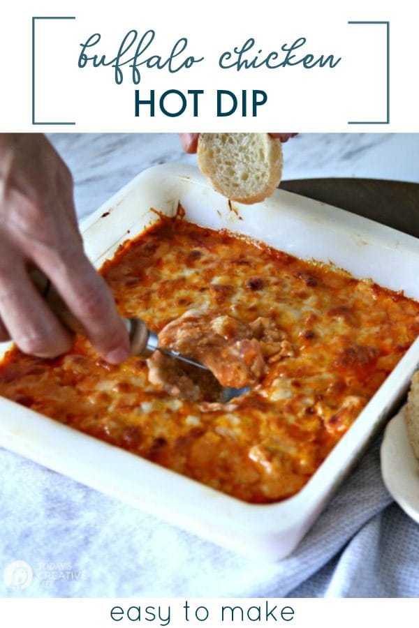 baking pan with buffalo chicken dip. 