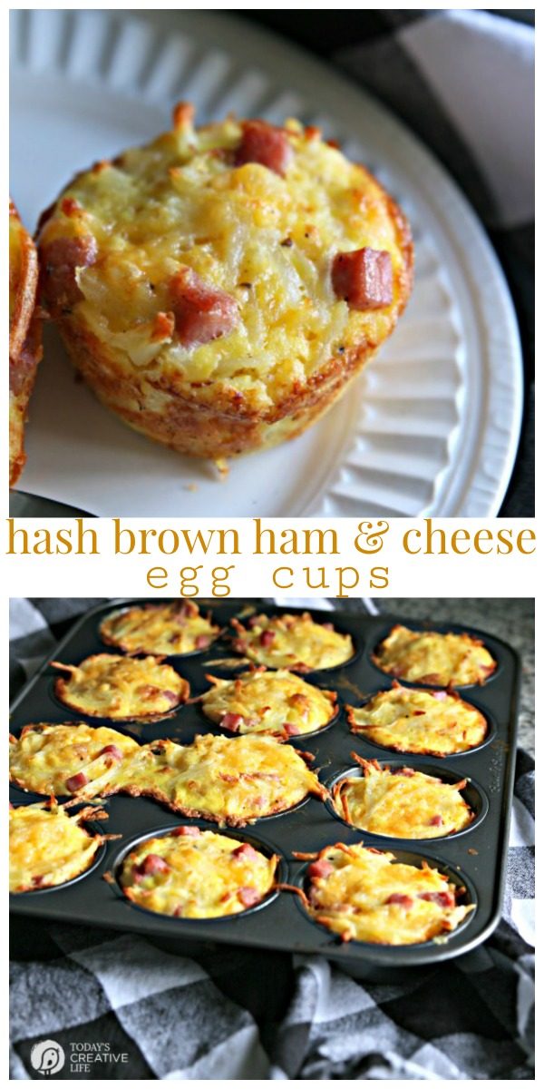 Hash Brown Ham and Cheese Egg Cups | Easy Breakfast Recipe ideas | Low Carb Breakfast Recipe | Back to School Breakfast ideas | High Protein grab and go breakfast ideas | Recipes for college students | TodaysCreativeLife.com