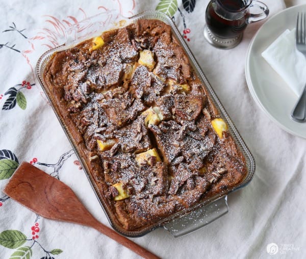 Pumpkin Cream Cheese French Toast Casserole | Overnight French Toast Casserole | Breakfast Recipes | Cinnamon Raisin Bread | TodaysCreativeLife.com