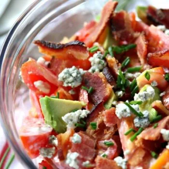 Tomato Avocado Salad with Bacon and Blue Cheese Recipe | TodaysCreativeLife.com