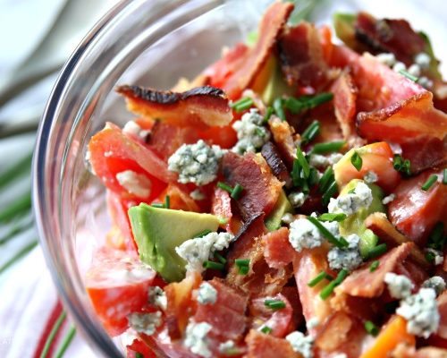 Tomato Avocado Salad with Bacon and Blue Cheese Recipe | TodaysCreativeLife.com