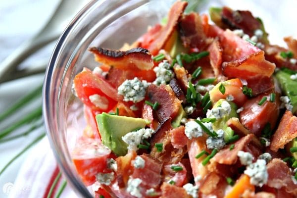 Tomato Avocado Salad with Bacon and Blue Cheese Recipe | TodaysCreativeLife.com