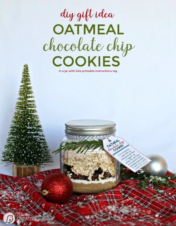 Oatmeal Cookie Mix in a Jar Recipe | DIY Gift idea | Gifts from the Kitchen | homemade Gift ideas for mason jar gifts | Edible Gifts | Oatmeal Chocolate Chip and Raisin Cookie Mix Recipe | TodaysCreativeLife.com