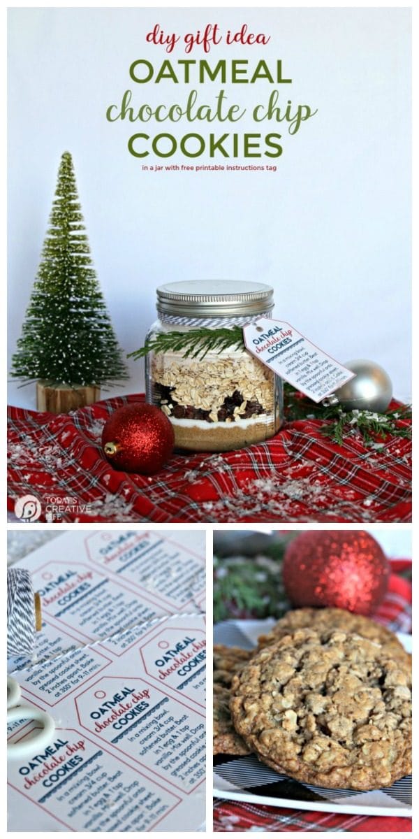 Oatmeal Cookie Mix in a Jar Recipe | Layered Cookie Mix DIY Gift | Homemade holiday gift ideas | Edible Gifts | Gifts from the kitchen | Oatmeal Chocolate Chip Raisin Cookies | Mason Jar Gifts | TodaysCreativeLife.com