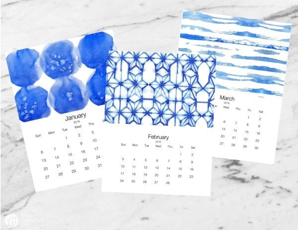 Free Printable 2019 Calendar | Shibori Inspired | Today's Creative Life