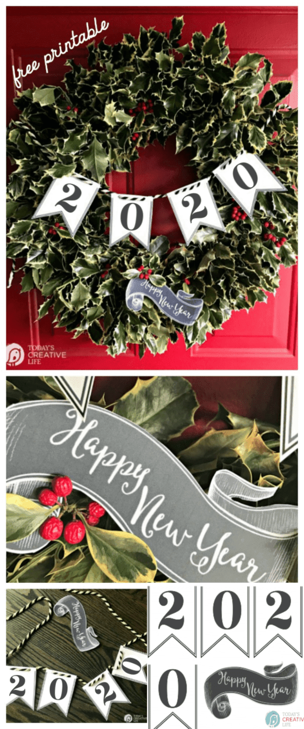 Photo Collage for Printable paper banner for New Years Eve