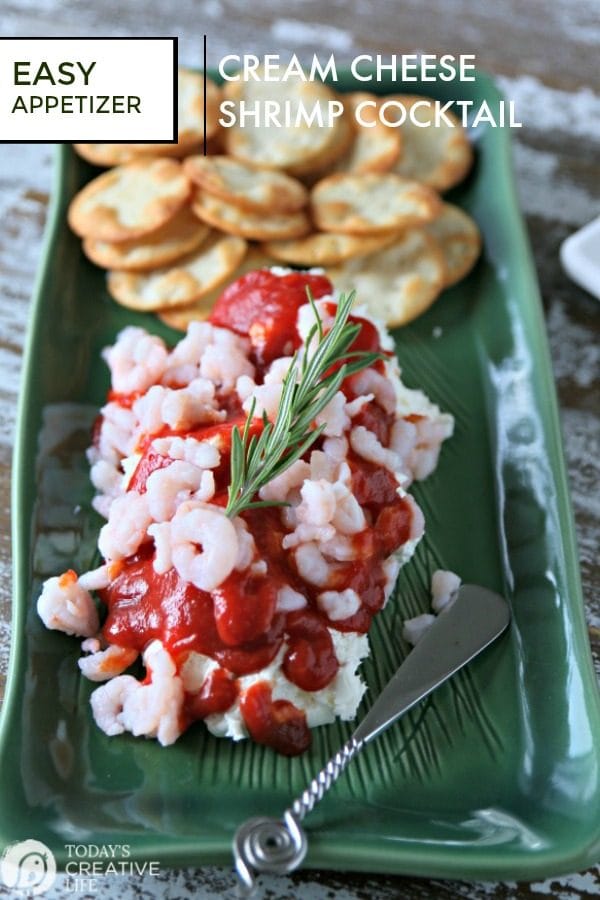 Cream Cheese Cocktail Sauce Shrimp Dip | Easy Appetizer Ideas | Holiday appetizer recipes | Party Food recipes | Simple and Easy | Printable recipe on TodaysCreativeLife.com