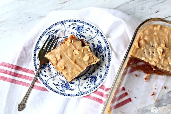 Chocolate Peanut Butter Sheet Cake | Find the recipe on TodaysCreativeLife.com