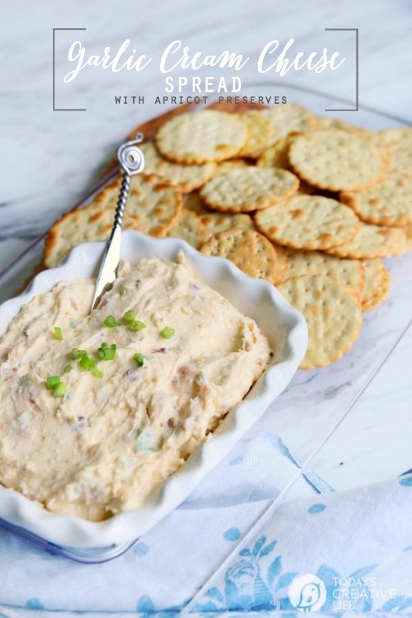Apricot cream cheese dip with crackers