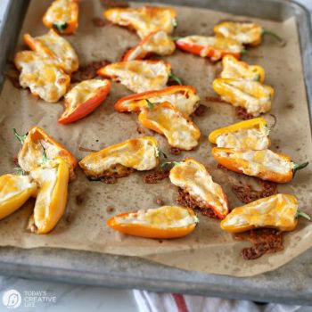 Cheesy Sweet Pepper Poppers | How to make sweet pepper poppers | Game Day Football Super bowl Food | TodaysCreativeLife.com