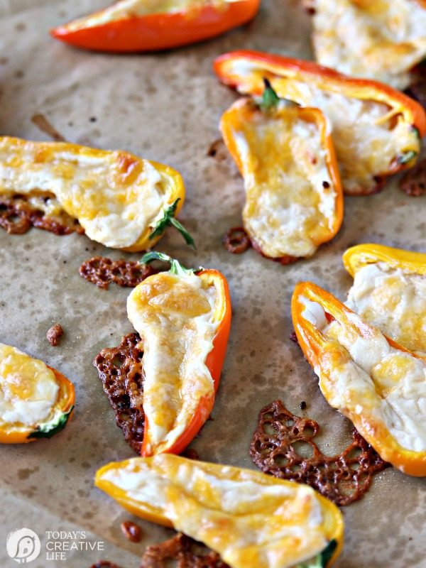 Cheesy Sweet Pepper Poppers | Easy Appetizer Ideas | TodaysCreativeLife.com