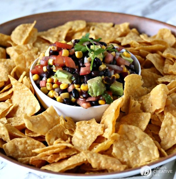 Black Bean and Corn Salsa with Avocado Recipe | Party Food | Dip Recipes | TodaysCreativeLife.com