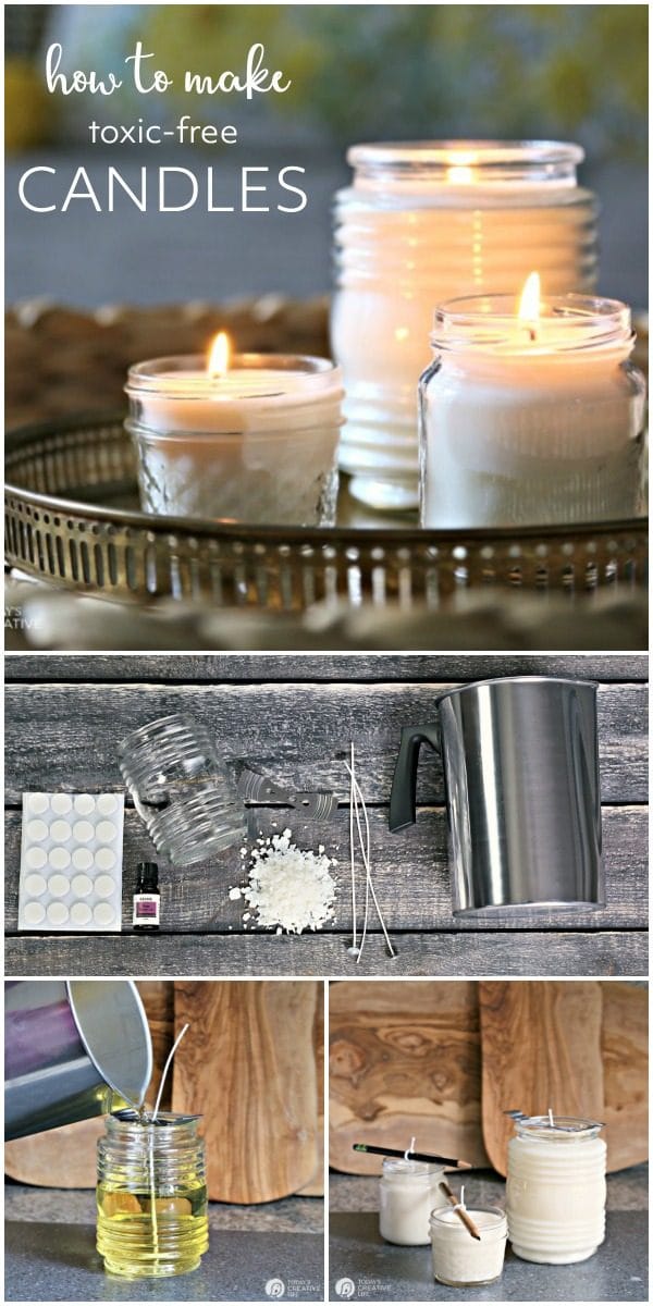 Photo collage on how to make non-toxic candles