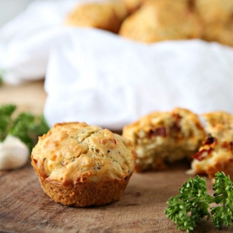 Sun Dried Tomato Savory Muffins | Cheese, garlic and herbs recipe | Easy to make | quick breads | TodaysCreativeLife.com