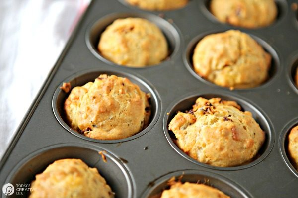 Savory Muffins with Sun Dried tomatoes, Cheese and more | TodaysCreativeLife.com 