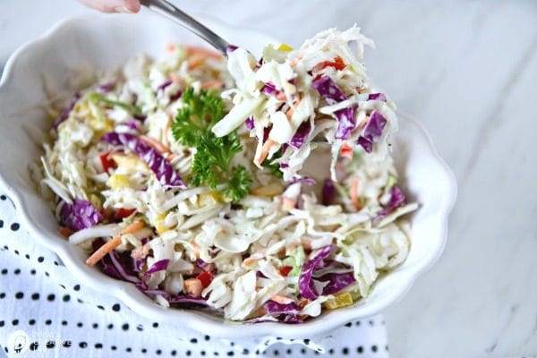 Zesty Coleslaw Salad Recipe | Classic Coleslaw with peppers and onions | TodaysCreativeLife.com