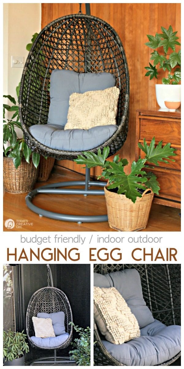 Decorating for Spring Ideas | Hanging Basket Wicker Egg Chair | Patio Furniture ideas | Decorating your patio | Budget Friendly outdoor decor ideas | TodaysCreativeLife AD #BHGLivebetter 