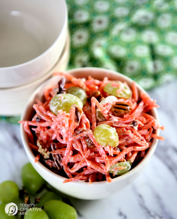 Sweet Tropical Carrot Salad | spring salad ideas | Easter Side Dish Salad recipe | TodaysCreativeLife.com