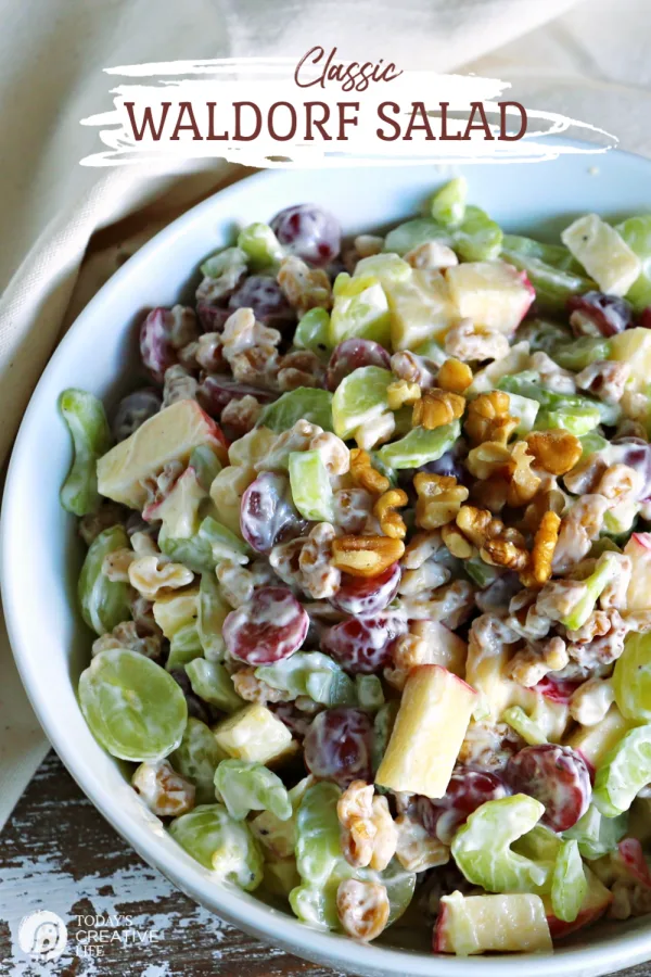 Traditional Waldorf Salad with Celery, Grapes, Apples, Walnuts and Mayo dressing | TodaysCreativeLife.com