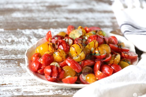 Tomato Salad with Buttermilk Dressing and balsamic glaze. 