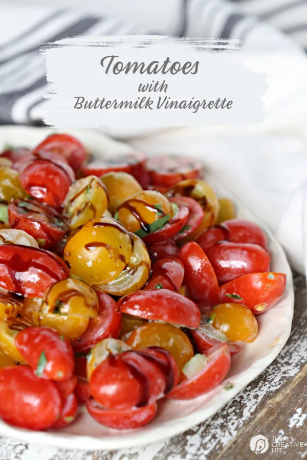 Tomato Salad Recipe with Buttermilk Vinaigrette | Best Tomato Salad Recipe | Add cucumbers or other veggies for a garden fresh summer salad | See printable recipe on TodaysCreativeLife.com