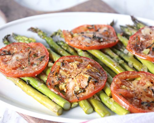Tomato and asparagus side dish