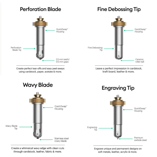 The 4 new tools for the Cricut Maker are awesome! Learn more about engraving,  debossing, perforation and cutting wavy lines with your Cricut Maker! ⋆  Dream a Little Bigger