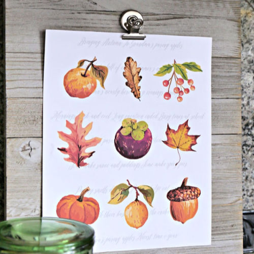 Autumn clip art on paper