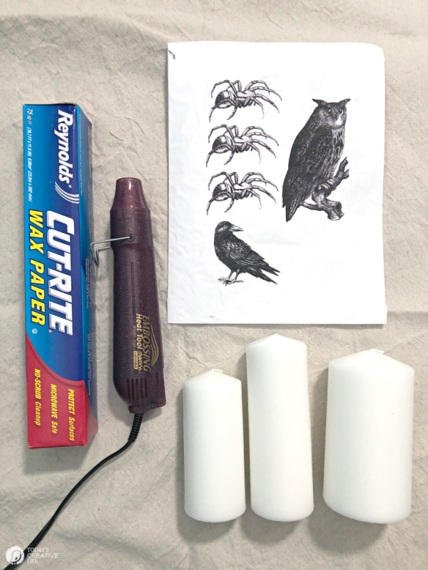 Supplies for making tissue image transfer candles | todayscreativeLife.com