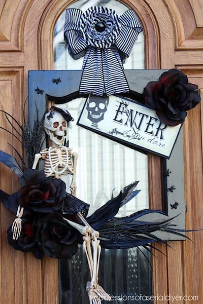 recycled cabinet door halloween door decor