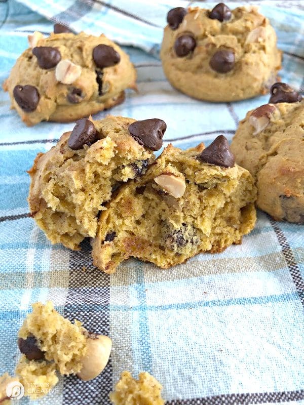 Pumpkin cookie broken in half