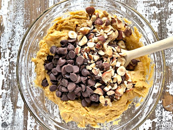 Pumpkin Cookie Dough with chocolate chips and nuts