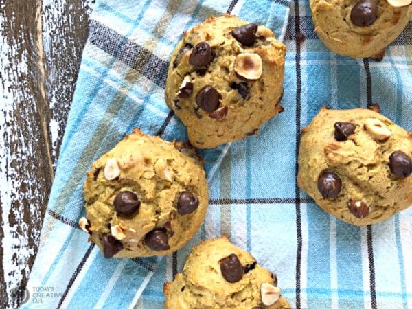 Pumpkin Cookies on a plaid towel