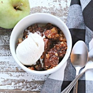 Bowl of apple crisp dessert.