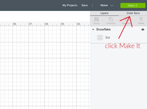 Screen Save of the Cricut Design Space