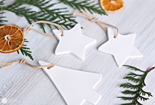 White Clay Christmas Ornaments