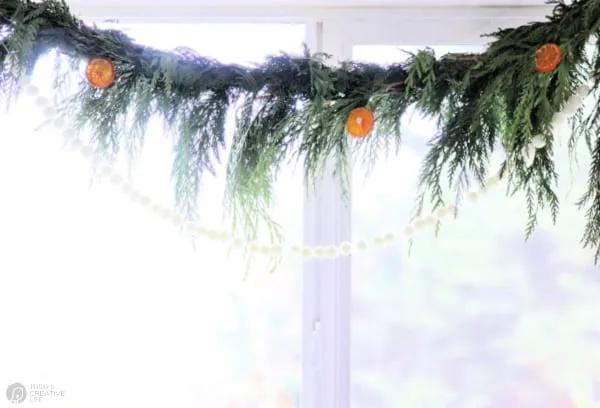 Cedar Garland with dried oranges and pompom garland 